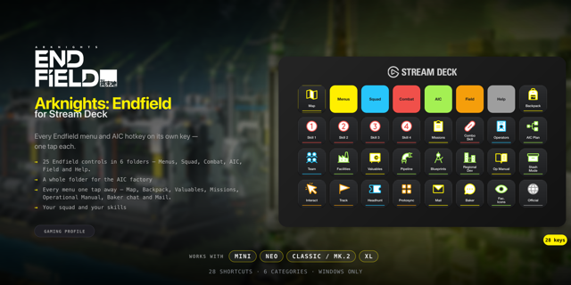 Arknights: Endfield Stream Deck profile — the store artwork, showing its keys laid out on a deck