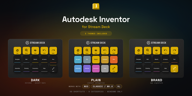 Autodesk Inventor Stream Deck profile — the store artwork, showing its keys laid out on a deck