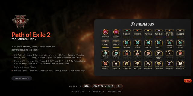 Path of Exile 2 Stream Deck profile — the store artwork, showing its keys laid out on a deck