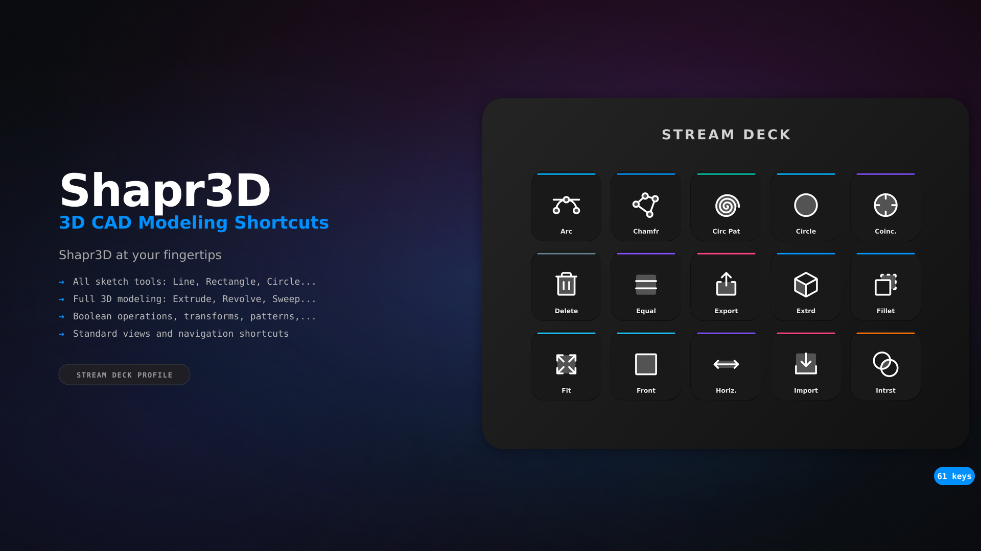 Shapr3D Stream Deck Profile — 61 shortcuts