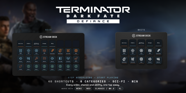 Terminator: Dark Fate - Defiance Stream Deck profile — the store artwork, showing its keys laid out on a deck